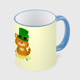 Кружка с принтом Ирландский Кот в Курске, керамика | ёмкость 330 мл | день святого патрика | ирландия | ирландский | ирландский клевер | ирландский кот | клевер | кот | патрик | с котом | святой патрик