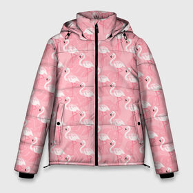 Мужская зимняя куртка 3D с принтом Розовый Фламинго в Курске, верх — 100% полиэстер; подкладка — 100% полиэстер; утеплитель — 100% полиэстер | длина ниже бедра, свободный силуэт Оверсайз. Есть воротник-стойка, отстегивающийся капюшон и ветрозащитная планка. 

Боковые карманы с листочкой на кнопках и внутренний карман на молнии. | Тематика изображения на принте: love | амур | афродита | валентинка | вторая половинка | гламур | купидон | любовь | отношения | подарок любви | поцелуй | праздник любви | розовый фламинго | романтика | свидание | семья | сердечки