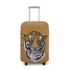 Чехол для чемодана 3D с принтом Тигр в Курске, 86% полиэфир, 14% спандекс | двустороннее нанесение принта, прорези для ручек и колес | большая кошка | графика | дикий мир | животное | кошка | персонаж | природа | рисунок | хищник