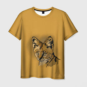 Мужская футболка 3D с принтом Сервал в Курске, 100% полиэфир | прямой крой, круглый вырез горловины, длина до линии бедер | африка | графика | дикий мир | животное | кошка | персонаж | природа | рисунок | хищник