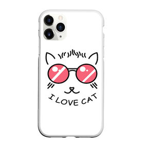 Чехол для iPhone 11 Pro матовый с принтом I Love cat (я люблю котов) в Курске, Силикон |  | Тематика изображения на принте: 8 марта | cat | i love you | kiss | love | губы | девушке | день влюбленных | зубы | киса | кот | котик | коты | люблю котов | любовь | любтмой | марта | очки | поцелуй | розовые губы | розовый | страсть | течет