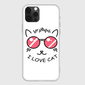 Чехол для iPhone 12 Pro Max с принтом I Love cat (я люблю котов) в Курске, Силикон |  | Тематика изображения на принте: 8 марта | cat | i love you | kiss | love | губы | девушке | день влюбленных | зубы | киса | кот | котик | коты | люблю котов | любовь | любтмой | марта | очки | поцелуй | розовые губы | розовый | страсть | течет