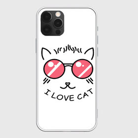 Чехол для iPhone 12 Pro Max с принтом I Love cat (я люблю котов) в Курске, Силикон |  | 8 марта | cat | i love you | kiss | love | губы | девушке | день влюбленных | зубы | киса | кот | котик | коты | люблю котов | любовь | любтмой | марта | очки | поцелуй | розовые губы | розовый | страсть | течет