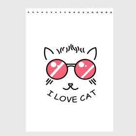 Скетчбук с принтом I Love cat (я люблю котов) в Курске, 100% бумага
 | 48 листов, плотность листов — 100 г/м2, плотность картонной обложки — 250 г/м2. Листы скреплены сверху удобной пружинной спиралью | 8 марта | cat | i love you | kiss | love | губы | девушке | день влюбленных | зубы | киса | кот | котик | коты | люблю котов | любовь | любтмой | марта | очки | поцелуй | розовые губы | розовый | страсть | течет