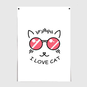 Постер с принтом I Love cat (я люблю котов) в Курске, 100% бумага
 | бумага, плотность 150 мг. Матовая, но за счет высокого коэффициента гладкости имеет небольшой блеск и дает на свету блики, но в отличии от глянцевой бумаги не покрыта лаком | 8 марта | cat | i love you | kiss | love | губы | девушке | день влюбленных | зубы | киса | кот | котик | коты | люблю котов | любовь | любтмой | марта | очки | поцелуй | розовые губы | розовый | страсть | течет