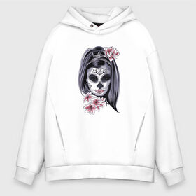 Мужское худи Oversize хлопок с принтом Skull Girl в Курске, френч-терри — 70% хлопок, 30% полиэстер. Мягкий теплый начес внутри —100% хлопок | боковые карманы, эластичные манжеты и нижняя кромка, капюшон на магнитной кнопке | art | body | bones | dead | drawing | face | graffiti | head | roses | skeleton | skul | skull | ад | арт | голова | граффити | зло | кости | лицо | металл | нарисованный | розы | рок | скелет | скул | скулл | три черепа | тьма