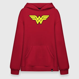 Худи SuperOversize хлопок с принтом Wonder Woman 8 bit в Курске, 70% хлопок, 30% полиэстер, мягкий начес внутри | карман-кенгуру, эластичная резинка на манжетах и по нижней кромке, двухслойный капюшон
 | Тематика изображения на принте: justice league | vdzabma | wonder woman | лига справедливости | чудо женщина