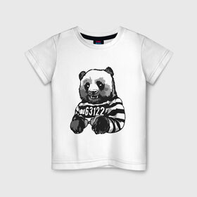Детская футболка хлопок с принтом Задержанный панда в Курске, 100% хлопок | круглый вырез горловины, полуприлегающий силуэт, длина до линии бедер | бандит | медведь | опасный | панда | преступник | хипстер | хулиган