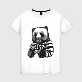 Женская футболка хлопок с принтом Задержанный панда в Курске, 100% хлопок | прямой крой, круглый вырез горловины, длина до линии бедер, слегка спущенное плечо | бандит | медведь | опасный | панда | преступник | хипстер | хулиган