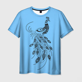 Мужская футболка 3D с принтом Павлин в Курске, 100% полиэфир | прямой крой, круглый вырез горловины, длина до линии бедер | дикая птица | красивая птица | павлин | птица | разноцветная птица