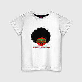 Детская футболка хлопок с принтом Ретро томат в Курске, 100% хлопок | круглый вырез горловины, полуприлегающий силуэт, длина до линии бедер | 80 е | afro | retro | tomato | афро | восьмидесятые | мучачос | помидор | ретро | томат