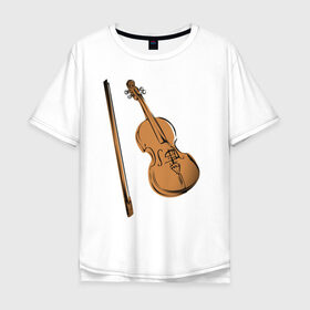 Мужская футболка хлопок Oversize с принтом Скрипка в Курске, 100% хлопок | свободный крой, круглый ворот, “спинка” длиннее передней части | art | black | fiddle | instrument | line | melody | music | sound | symphony | viola | violin | музыка классика | музыкальный инструмент | скрипка | чёрные линии