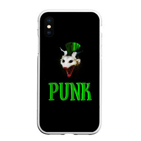 Чехол для iPhone XS Max матовый с принтом punky trashcat в Курске, Силикон | Область печати: задняя сторона чехла, без боковых панелей | punk. | trashcat | животные | ирокез | опоссум | панк