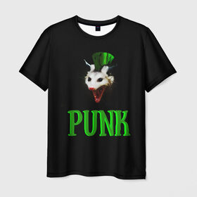 Мужская футболка 3D с принтом punky trashcat в Курске, 100% полиэфир | прямой крой, круглый вырез горловины, длина до линии бедер | punk. | trashcat | животные | ирокез | опоссум | панк