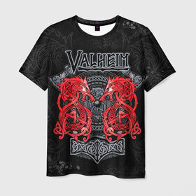 Мужская футболка 3D с принтом Valheim в Курске, 100% полиэфир | прямой крой, круглый вырез горловины, длина до линии бедер | valheim | viking | валхейм | викинги | игры