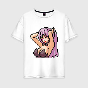 Женская футболка хлопок Oversize с принтом Pixel art anime в Курске, 100% хлопок | свободный крой, круглый ворот, спущенный рукав, длина до линии бедер
 | anime | art | girl | manga | pixel | аниме | арт | девушка | манга | пиксель