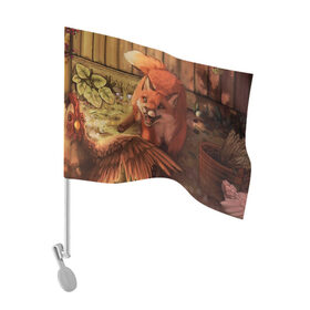 Флаг для автомобиля с принтом Хищная лисица в Курске, 100% полиэстер | Размер: 30*21 см | fox | foxy | животное | звери | лиса | лисенок | лисичка | милая | рыжая | фокс
