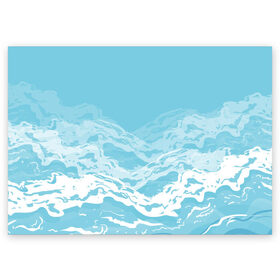 Поздравительная открытка с принтом Волны в Курске, 100% бумага | плотность бумаги 280 г/м2, матовая, на обратной стороне линовка и место для марки
 | вода | волны | минимализм | море | нежность | природа | рисунок