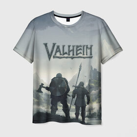 Мужская футболка 3D с принтом Valheim | Валхейм в Курске, 100% полиэфир | прямой крой, круглый вырез горловины, длина до линии бедер | valheim | vikings | валхейм | викинги | воин | копье | топор | щит