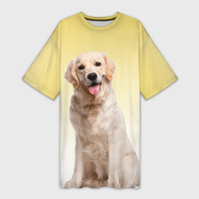 Платье-футболка 3D с принтом Лабрадор ретривер пес в Курске,  |  | домашние любимцы | друг | животные | золотистый ретривер | лабрадор | пес | питомец | породистый | собака