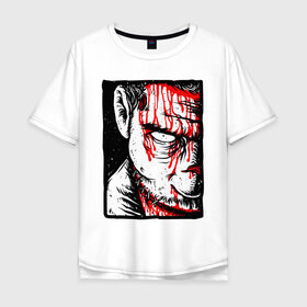 Мужская футболка хлопок Oversize с принтом Зомби в Курске, 100% хлопок | свободный крой, круглый ворот, “спинка” длиннее передней части | evil | head | mask | zombie | арт | голова | злой | зомби | маска | монстр | череп
