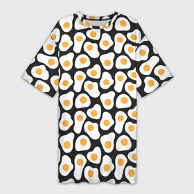 Платье-футболка 3D с принтом Яичница в Курске,  |  | Тематика изображения на принте: арт | белок | еда | завтрак | куриный | яичника | яйца