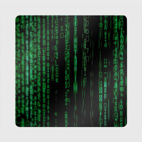Магнит виниловый Квадрат с принтом Матрица букв и чисел в Курске, полимерный материал с магнитным слоем | размер 9*9 см, закругленные углы | Тематика изображения на принте: green | движение букв и цифр | киберпространство | матрица | много букв и чисел