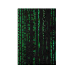 Обложка для паспорта матовая кожа с принтом Матрица букв и чисел в Курске, натуральная матовая кожа | размер 19,3 х 13,7 см; прозрачные пластиковые крепления | green | движение букв и цифр | киберпространство | матрица | много букв и чисел