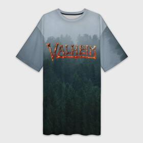 Платье-футболка 3D с принтом Valheim в Курске,  |  | forest | ragnarok | rust | valhalla | valheim | viking | валхейм | вальгалла | вальхейм | варяг | викинг | викинги | выживалка | игра | лес | лесной | рагнарёк | раст | туман