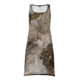 Платье-майка 3D с принтом Камни в Курске, 100% полиэстер | полуприлегающий силуэт, широкие бретели, круглый вырез горловины, удлиненный подол сзади. | абстракция | камни | текстура