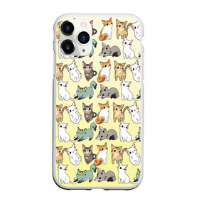 Чехол для iPhone 11 Pro Max матовый с принтом мультяшные котики на желтом мя в Курске, Силикон |  | ветеринар | градиент | домашний питомец | котейки | котики | коты | котэ | котята | кошатник | кошатница | кошачьи | кошки | любитель животных | много | мультяшные | мяу | нэко | рисованный | узор