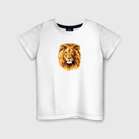 Детская футболка хлопок с принтом Голова Льва в Курске, 100% хлопок | круглый вырез горловины, полуприлегающий силуэт, длина до линии бедер | beast | lion | власть | голова | животные | звери | зубы | король | корона | кот | кошка | лев | рычит | сила | царь
