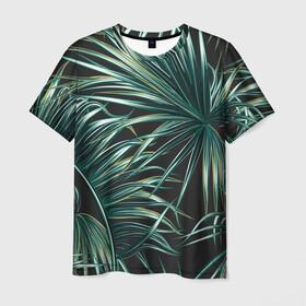 Мужская футболка 3D с принтом Папоротник в Курске, 100% полиэфир | прямой крой, круглый вырез горловины, длина до линии бедер | листья | папоротник | природа | растение | тропики