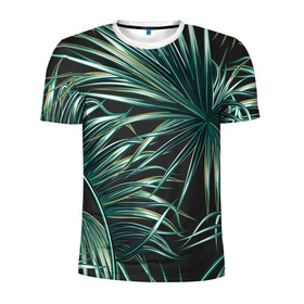 Мужская футболка 3D спортивная с принтом Папоротник в Курске, 100% полиэстер с улучшенными характеристиками | приталенный силуэт, круглая горловина, широкие плечи, сужается к линии бедра | листья | папоротник | природа | растение | тропики