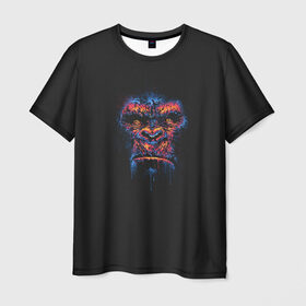 Мужская футболка 3D с принтом Colorful Gorilla в Курске, 100% полиэфир | прямой крой, круглый вырез горловины, длина до линии бедер | animal | beast | color | colorful | gorilla | ink | monkey | paints | горилла | животное | зверь | краски | обезьяна | чернила