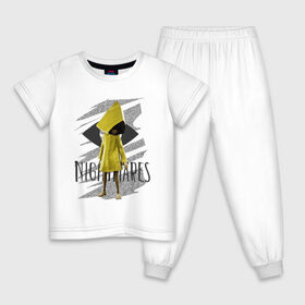 Детская пижама хлопок с принтом Little Nightmares в Курске, 100% хлопок |  брюки и футболка прямого кроя, без карманов, на брюках мягкая резинка на поясе и по низу штанин
 | game | little nightmares | девочка | желтый плащ | игры | парные футболки
