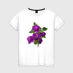 Женская футболка хлопок с принтом Букеты в Курске, 100% хлопок | прямой крой, круглый вырез горловины, длина до линии бедер, слегка спущенное плечо | букетик | любовь | фиолетовый | цветы | яркое