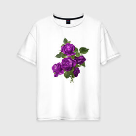 Женская футболка хлопок Oversize с принтом Букеты в Курске, 100% хлопок | свободный крой, круглый ворот, спущенный рукав, длина до линии бедер
 | букетик | любовь | фиолетовый | цветы | яркое