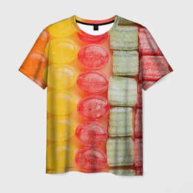 Мужская футболка 3D с принтом Мармеладки леденцы в Курске, 100% полиэфир | прямой крой, круглый вырез горловины, длина до линии бедер | art | casual | абстракция | арт | градиент | конфеты | леденцы | сладости | структура | текстура