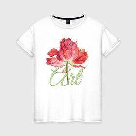 Женская футболка хлопок с принтом Flower art в Курске, 100% хлопок | прямой крой, круглый вырез горловины, длина до линии бедер, слегка спущенное плечо | flo | flowers | растения | флористика | цветение | цветы