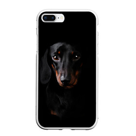 Чехол для iPhone 7Plus/8 Plus матовый с принтом ТАКСА в Курске, Силикон | Область печати: задняя сторона чехла, без боковых панелей | animal | black | dog | photo | глаза | домашние | животные | звери | пес | собакен | собаки | такса | черный