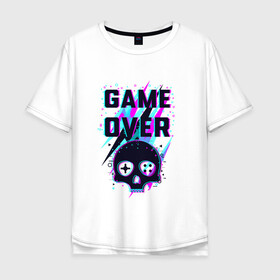 Мужская футболка хлопок Oversize с принтом Game Over в Курске, 100% хлопок | свободный крой, круглый ворот, “спинка” длиннее передней части | видео игра | джойстик.игра окончена | играть вектор | игровая консоль | игровой логотип | мода | произведение искусства