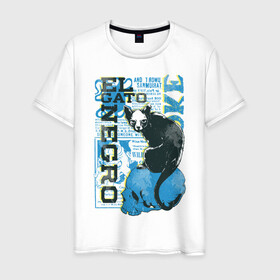 Мужская футболка хлопок с принтом Эль Гато Негр в Курске, 100% хлопок | прямой крой, круглый вырез горловины, длина до линии бедер, слегка спущенное плечо. | вымышленный персонаж | мода | череп | черный кот