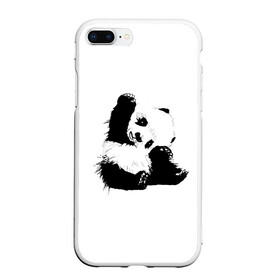 Чехол для iPhone 7Plus/8 Plus матовый с принтом Панда минимализм в Курске, Силикон | Область печати: задняя сторона чехла, без боковых панелей | Тематика изображения на принте: animal | bear | beast | black | minimalism | panda | white | белое | животное | зверь | краски | медведь | минимализм | панда | чернила | черно белое | черное