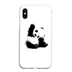 Чехол для iPhone XS Max матовый с принтом Панда минимализм в Курске, Силикон | Область печати: задняя сторона чехла, без боковых панелей | animal | bear | beast | black | minimalism | panda | white | белое | животное | зверь | краски | медведь | минимализм | панда | чернила | черно белое | черное