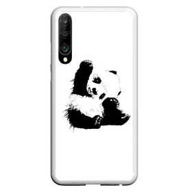 Чехол для Honor P30 с принтом Панда минимализм в Курске, Силикон | Область печати: задняя сторона чехла, без боковых панелей | animal | bear | beast | black | minimalism | panda | white | белое | животное | зверь | краски | медведь | минимализм | панда | чернила | черно белое | черное