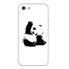 Чехол для iPhone 5/5S матовый с принтом Панда минимализм в Курске, Силикон | Область печати: задняя сторона чехла, без боковых панелей | Тематика изображения на принте: animal | bear | beast | black | minimalism | panda | white | белое | животное | зверь | краски | медведь | минимализм | панда | чернила | черно белое | черное