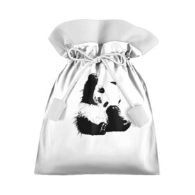 Подарочный 3D мешок с принтом Панда минимализм в Курске, 100% полиэстер | Размер: 29*39 см | animal | bear | beast | black | minimalism | panda | white | белое | животное | зверь | краски | медведь | минимализм | панда | чернила | черно белое | черное