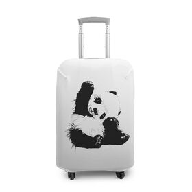 Чехол для чемодана 3D с принтом Панда минимализм в Курске, 86% полиэфир, 14% спандекс | двустороннее нанесение принта, прорези для ручек и колес | animal | bear | beast | black | minimalism | panda | white | белое | животное | зверь | краски | медведь | минимализм | панда | чернила | черно белое | черное