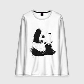 Мужской лонгслив 3D с принтом Панда минимализм в Курске, 100% полиэстер | длинные рукава, круглый вырез горловины, полуприлегающий силуэт | animal | bear | beast | black | minimalism | panda | white | белое | животное | зверь | краски | медведь | минимализм | панда | чернила | черно белое | черное